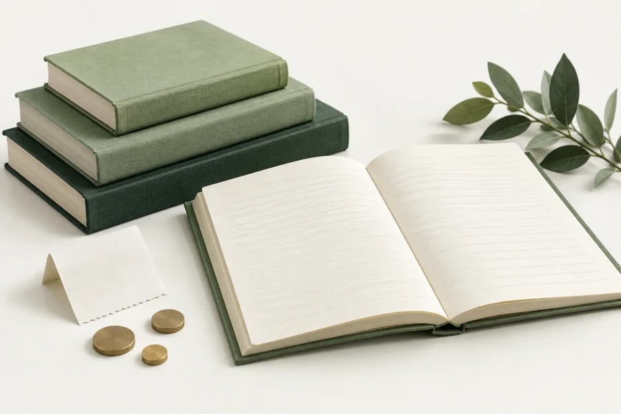 Illustration of books and a seller ledger